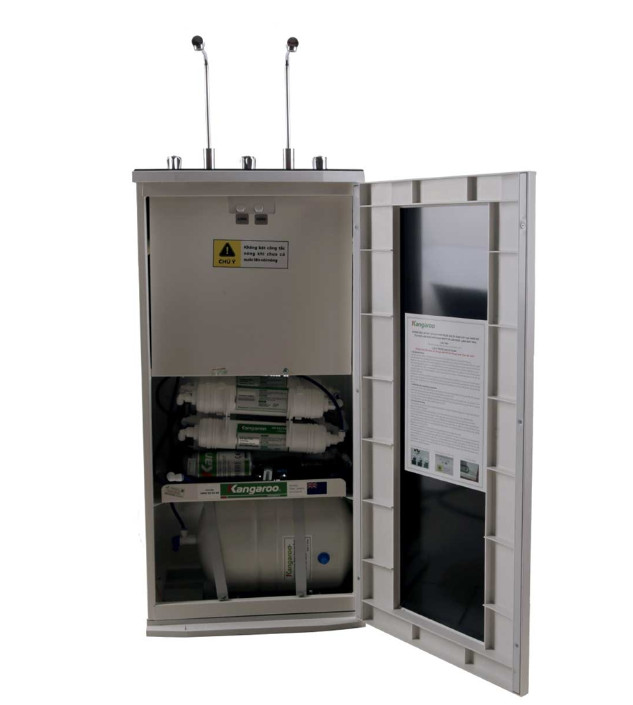 Máy lọc nước Hydrogen Kangaroo RO 10 lõi 2 vòi 3 chức năng vỏ tủ VTU màu đen KG100HK