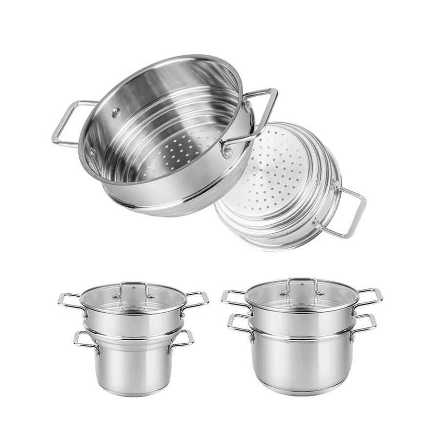 Bộ nồi Inox Smartcook SM 2303M size 16,20,24 xửng hấp 3 tầng 20,22,24cm