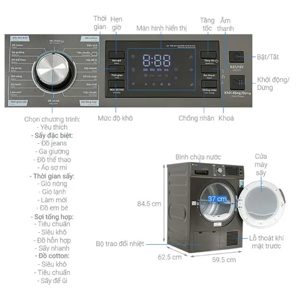 Máy sấy quần áo Casper 8 kg TD-80CGB