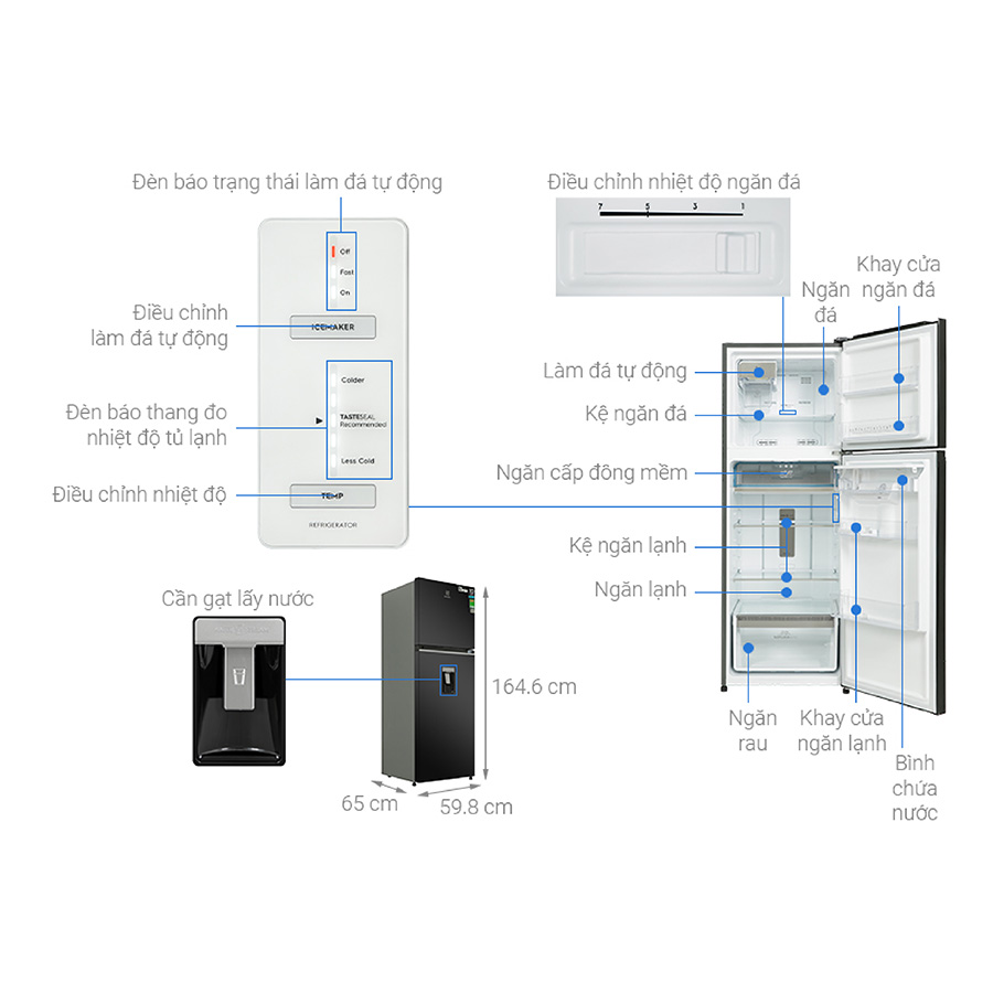 Tủ lạnh Electrolux Inverter 312 lít ETB3460K-H
