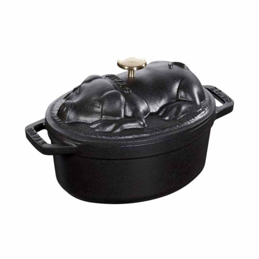 Nồi nắp hình con heo màu đen Staub 17cm - toàn cảnh sản phẩm