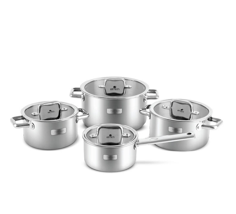 Bộ nồi inox liền khối Elmich Trimax EL-8005 size 18, 20, 26, quánh 16cm - toàn cảnh sản phẩm