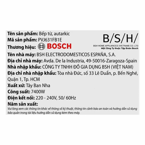 Bếp từ Bosch PVJ631FB1E