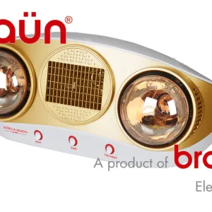 Đèn sưởi Braun 2 bóng vàng  thổi gió nóng BU16