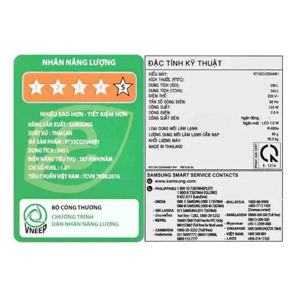 Tủ lạnh Samsung Inverter 345 lít RT35CG5544B1SV