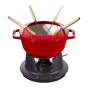 Bộ nồi ăn lẩu Staub fondue màu đỏ cherry 18cm