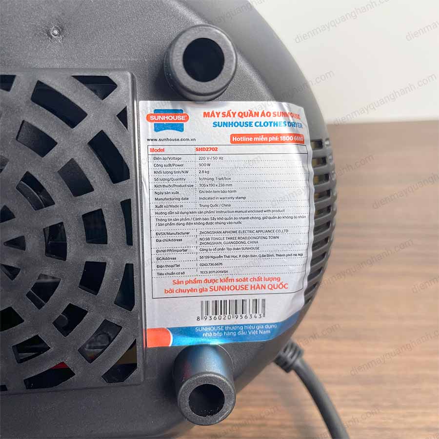 Ảnh thực tế Máy sấy quần áo Sunhouse SHD2702