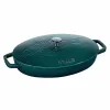Nồi Oval nắp hình con cá màu xanh ngọc Staub 33cm