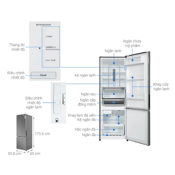 Tủ lạnh Electrolux Inverter 335 Lít EBB3702K-A