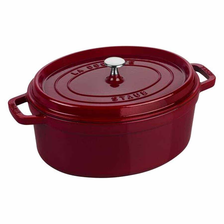 Nồi gang oval Staub màu đỏ lựu 31cm – 5.5L - toàn cảnh sản phẩm