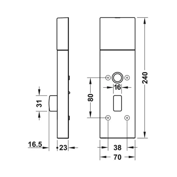 Bộ khoá điện tử, tay chữ L Hafele 917.64.257