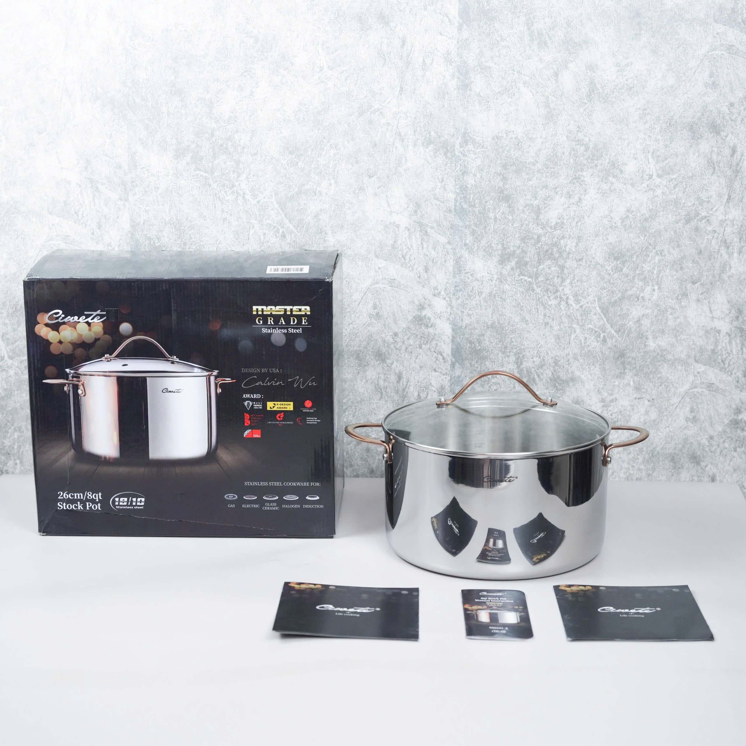Nồi hầm inox 304 cao cấp Ciwete 26cm SS0101-A