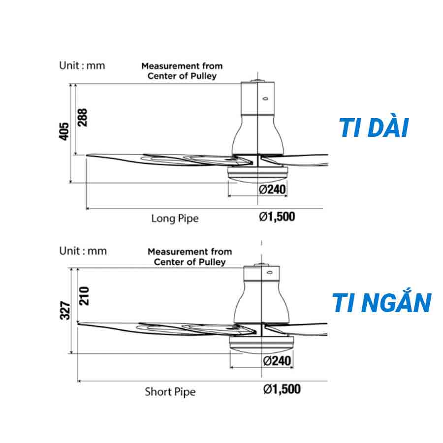 Quạt trần KDK U60FW có đèn LED