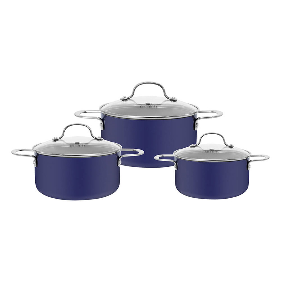 Bộ nồi chống dính Ceramic Elmich Classic EL5224FD03 size 18,20,24cm - toàn cảnh sản phẩm