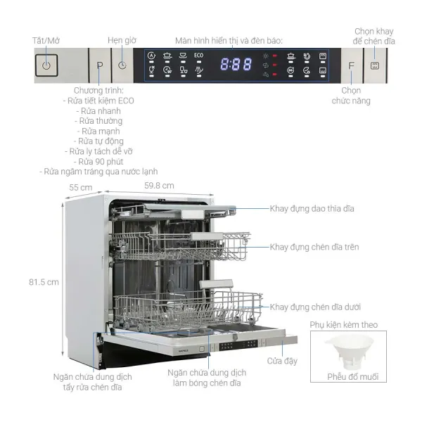Máy rửa bát âm tủ Hafele HDW-FI60AB 538.21.330