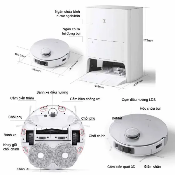 Robot hút bụi lau nhà Ecovacs Deebot T20E OMNI