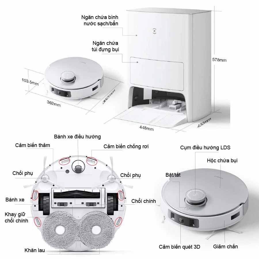Robot hút bụi lau nhà Ecovacs Deebot T20E OMNI