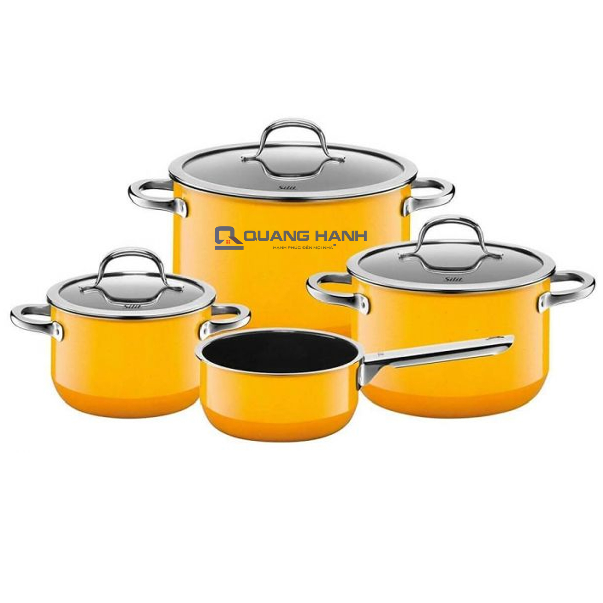 Bộ nồi Silit Passiona 3 nồi 1 quánh màu vàng - toàn cảnh sản phẩm