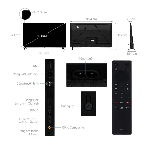 Google Tivi QLED TCL AI FHD 32 inch 32S5K