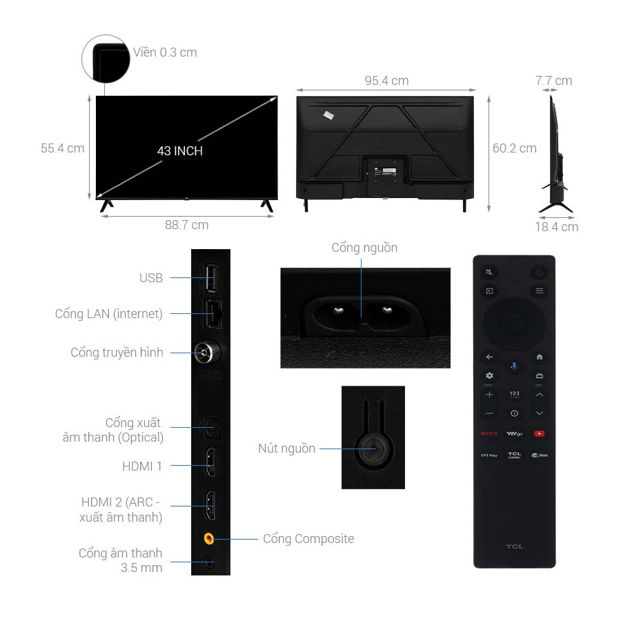 Google Tivi QLED TCL AI FHD 32 inch 32S5K