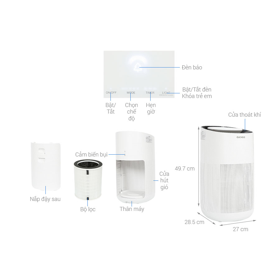 Máy lọc không khí Cuckoo CAC-J1510FW/WHCKV 50W