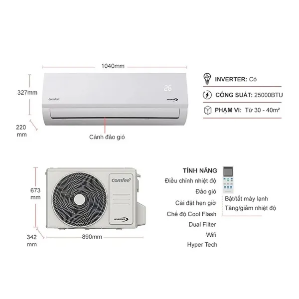 Điều Hòa Comfee Inverter 2.5 HP CFS-25VAFF