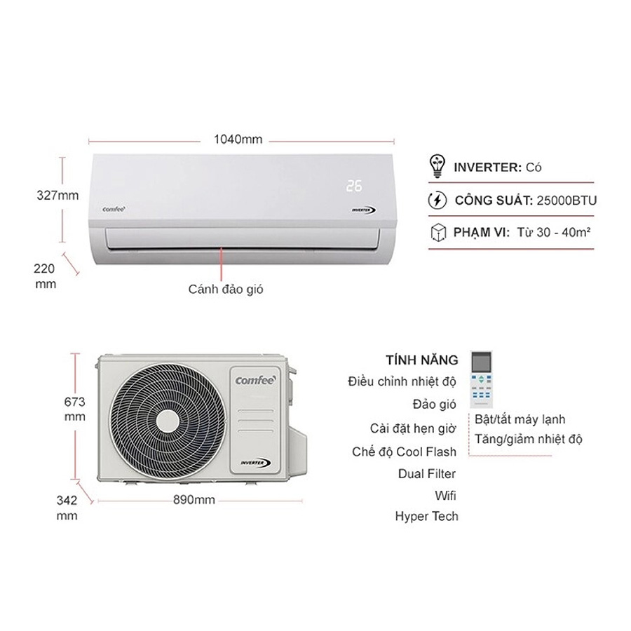 Điều Hòa Comfee Inverter 2.5 HP CFS-25VAFF