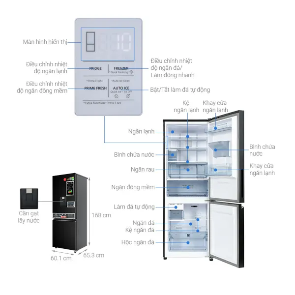 Tủ lạnh Panasonic Inverter 300 lít NR-BV331WGKV