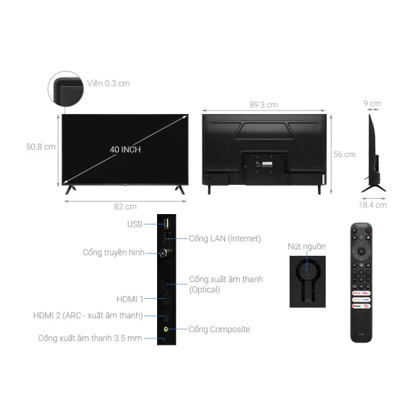 Google Tivi TCL FHD 40 inch 40S5400