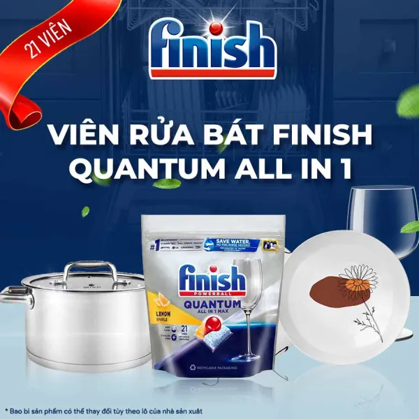 Viên rửa bát Finish Quantum All in 1 – Túi 21 viên