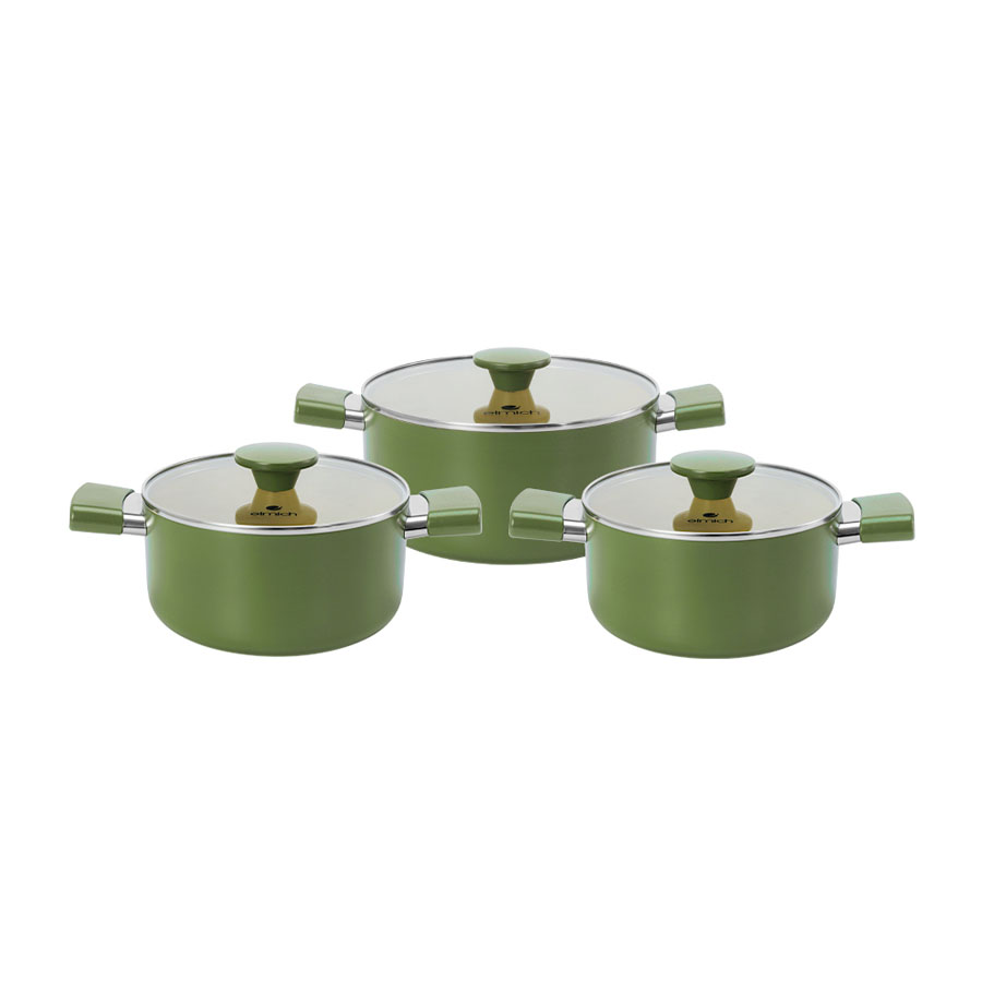 Bộ nồi chống dính Ceramic Elmich Olive Classic EL5229OV03 size 18,20,24cm - toàn cảnh sản phẩm