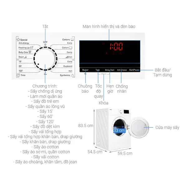 Máy sấy thông hơi Galanz 7 Kg DV-70T5C(W)