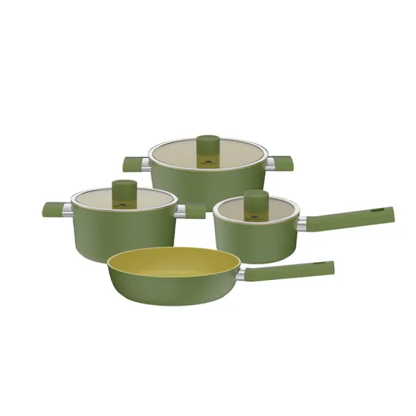 Bộ nồi chống dính Ceramic Elmich Olive EL5220OV04 quánh 16,nồi 20,24,chảo 26cm
