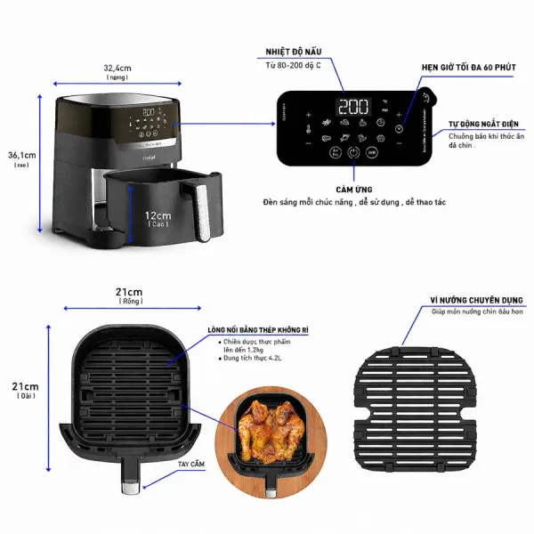 Nồi chiên không dầu Tefal 2in1 EY505815