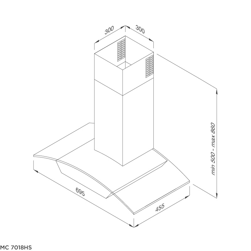 Máy hút mùi áp tường Malloca MC 7018HS