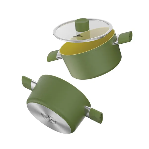 Bộ nồi chống dính Ceramic Elmich Olive EL5220OV04 quánh 16,nồi 20,24,chảo 26cm