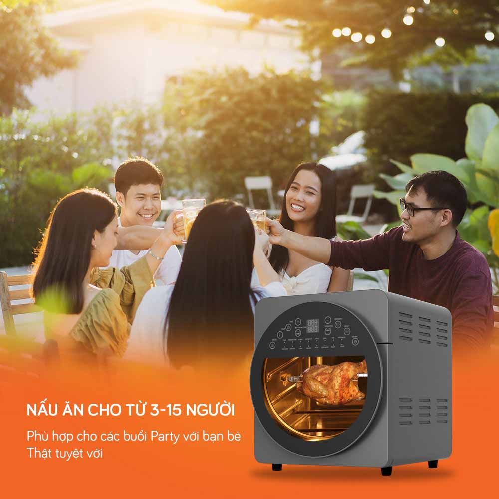 Dung tích 14,5 L phục vụ được từ 3-15 khẩu phần ăn