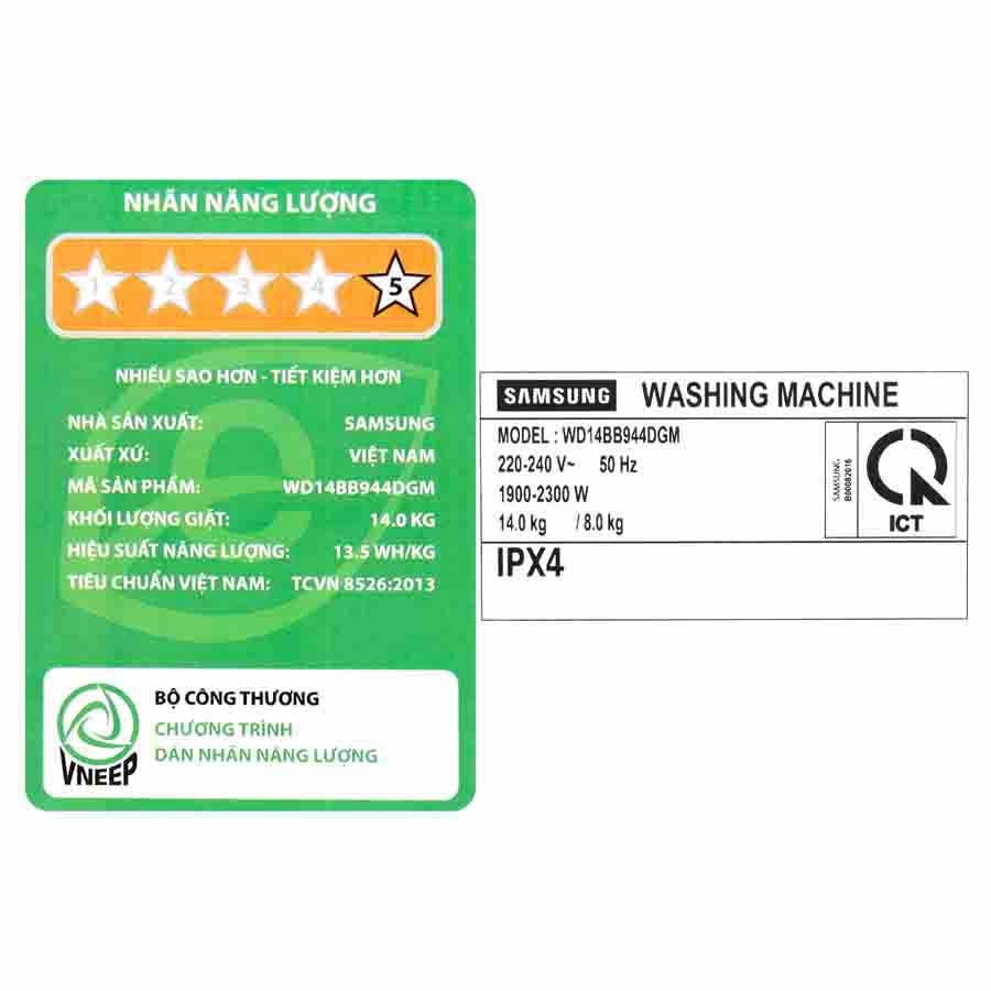 Máy giặt sấy Samsung Inverter 14 kg WD14BB944DGMSV