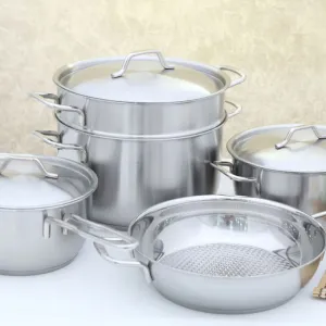 Bộ Nồi Fivestar Inox 5 Cái 3 Đáy Nắp Kính FS430B5