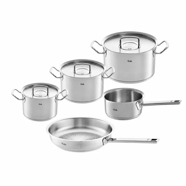 Bộ nồi Fissler Profi set 5 vung thép kèm quánh và chảo inox 28cm