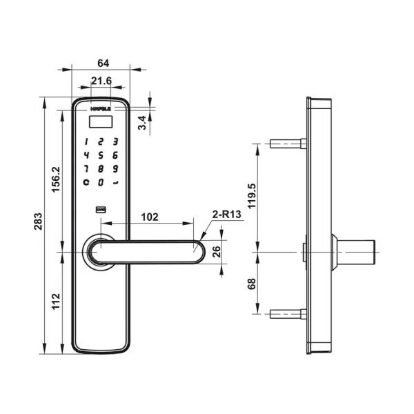 Khóa điện tử Hafele EL9000-TCS 912.05.376