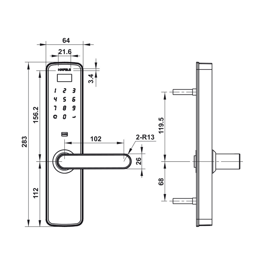 Khóa điện tử Hafele EL9000-TCS 912.05.376