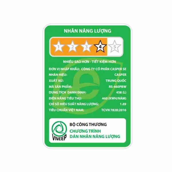 Tủ lạnh Casper Inverter 458 lít RS-460PBW