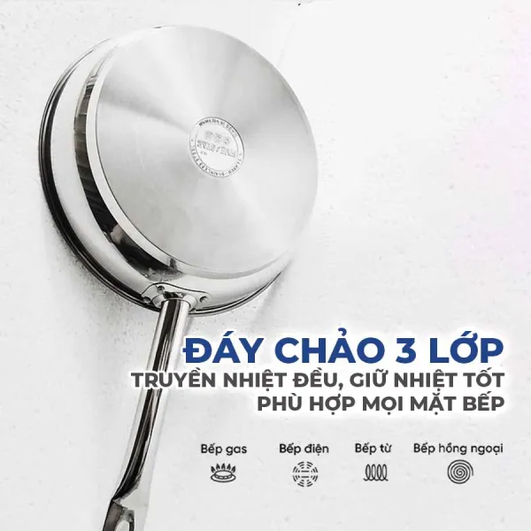 Chảo Inox chống dính Fivestar 3 đáy CKD30-3DT