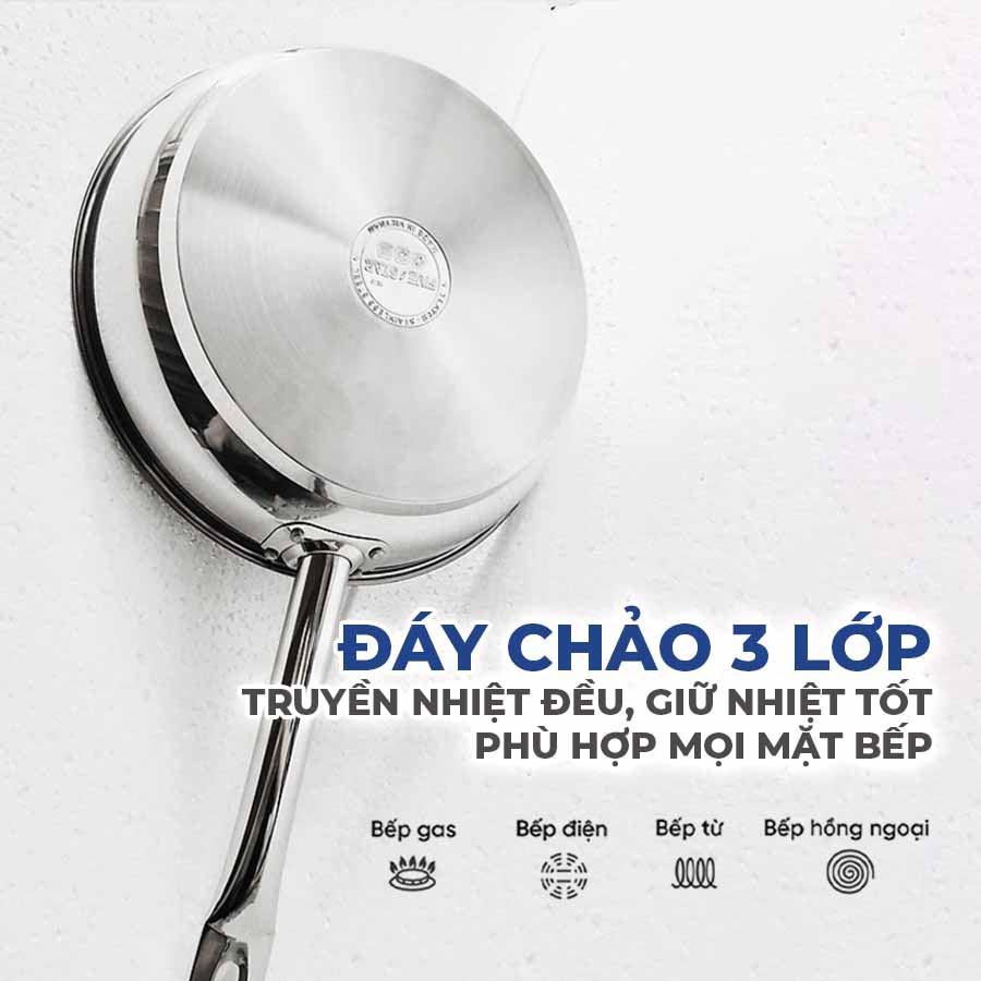 Chảo Inox chống dính Fivestar 3 đáy CKD30-3DT