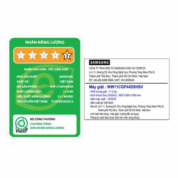 Máy giặt Samsung AI Ecobubble Inverter 11 kg WW11CGP44DSHSV