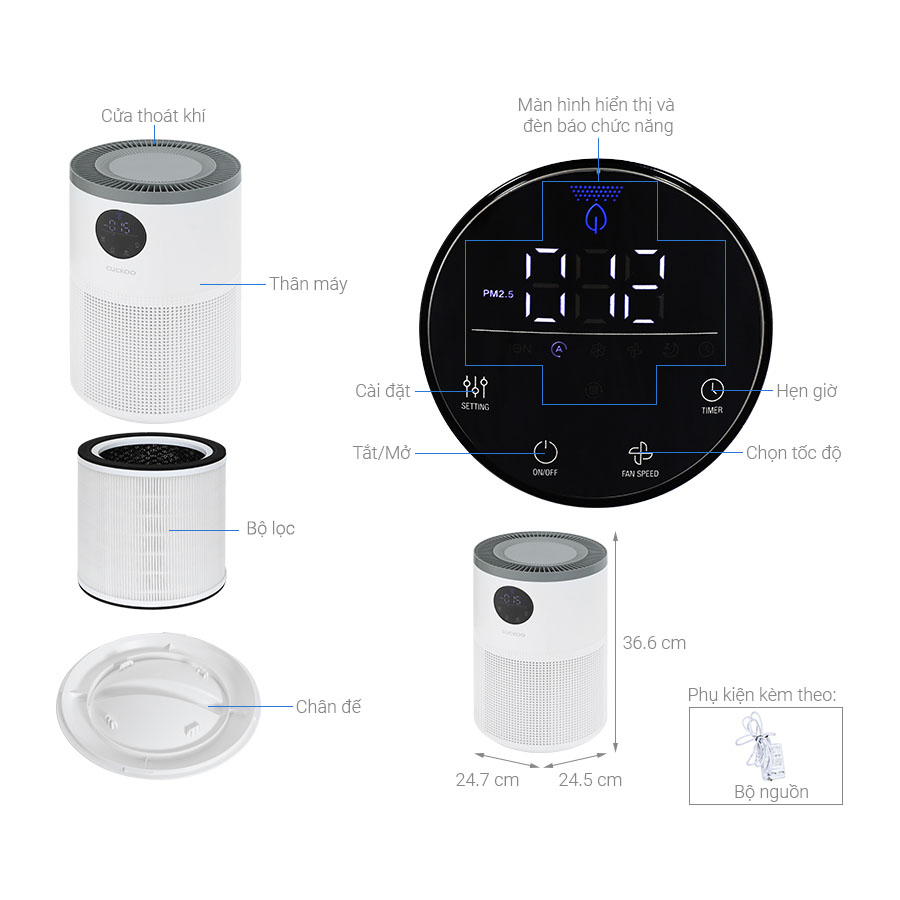 Máy lọc không khí Cuckoo CAC-AF1110FW/WHCKV 30W