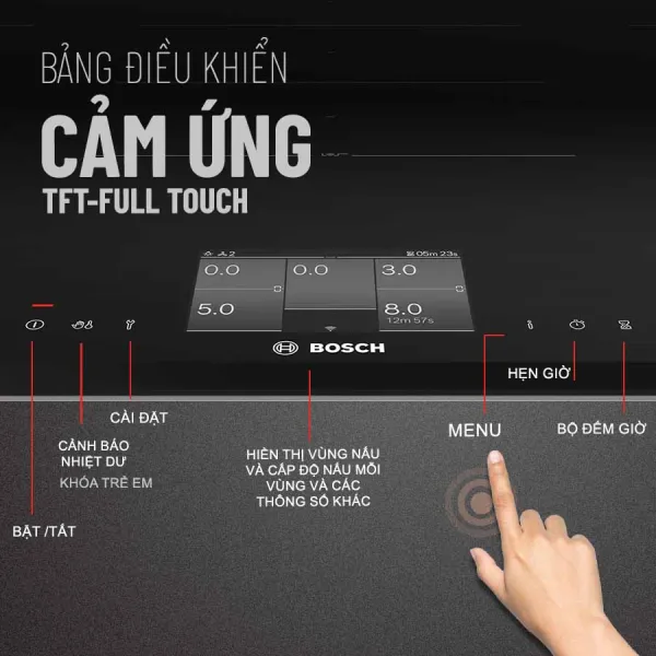 Bếp từ 5 vùng nấu Bosch PXX975KW1E Serie 8