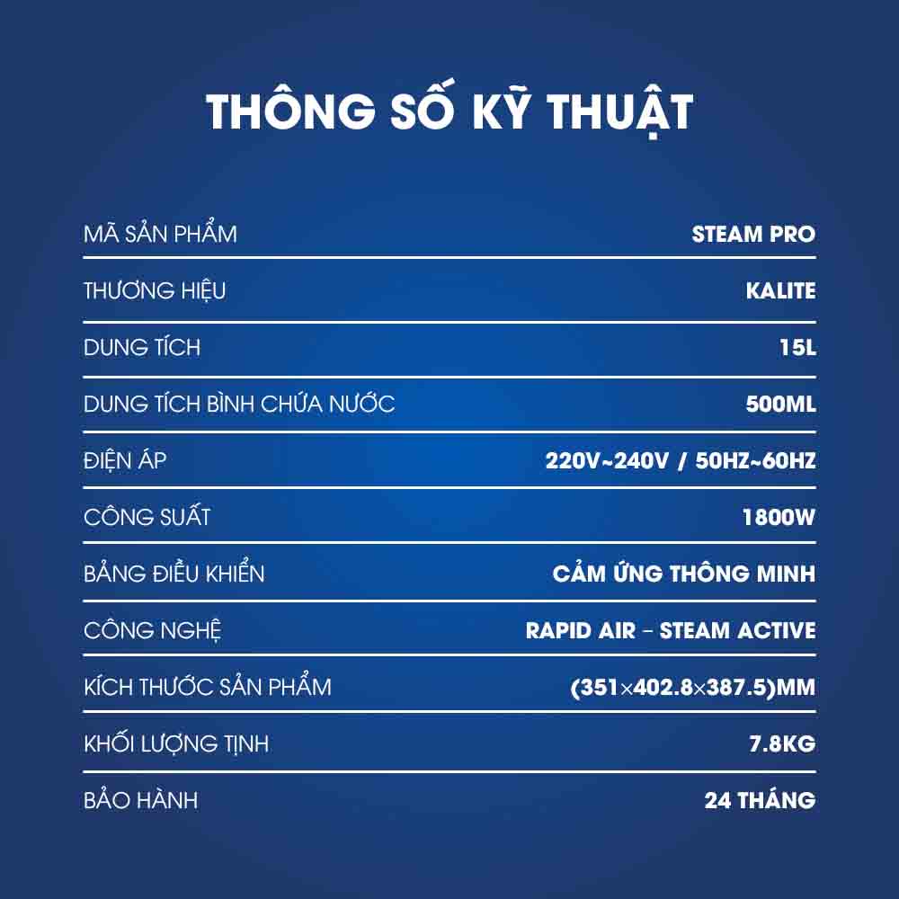 Nồi Chiên Hơi Nước Kalite Steam Pro