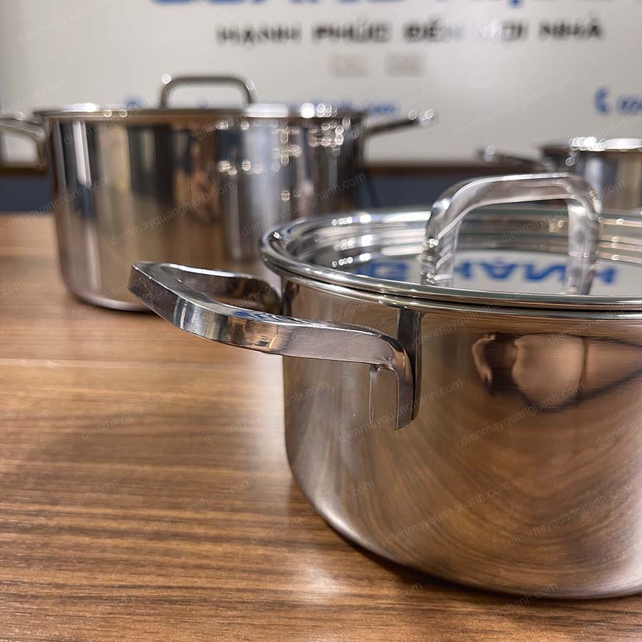 Ảnh thực tế Bộ nồi 4 món Fivestar nắp inox FS-B4LV-3L